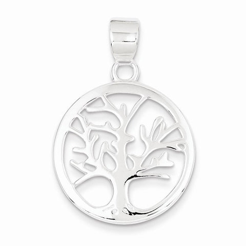 Sterling Silver Polished Round Tree Pendant, Pendants for Necklace