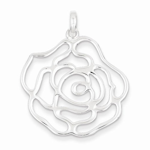 Sterling Silver Polished Flower pendant, Pendants for Necklace