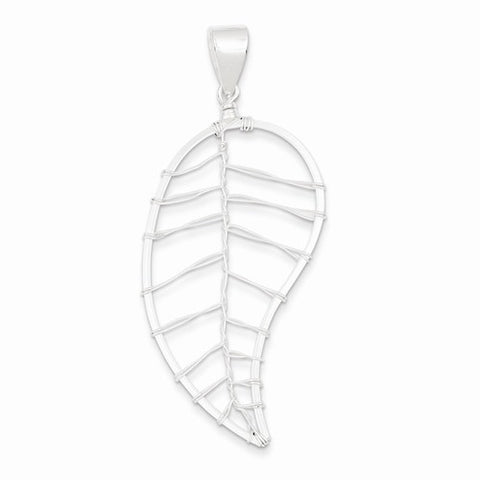 Sterling Silver Polished Leaf Pendant, Pendants for Necklace