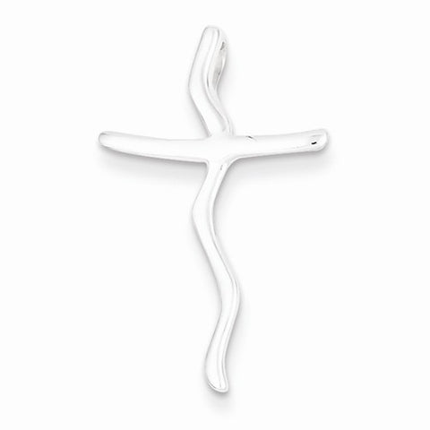 Sterling Silver Polished Freeform Cross pendant, Gorgeous Pendants for Necklace