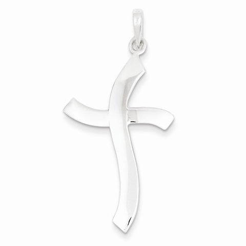 Sterling Silver Polished Freeform Cross pendant, Lovely Pendants for Necklace