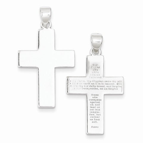 Sterling Silver Polished The Lords Prayer Cross Pendant, Pendants for Necklace