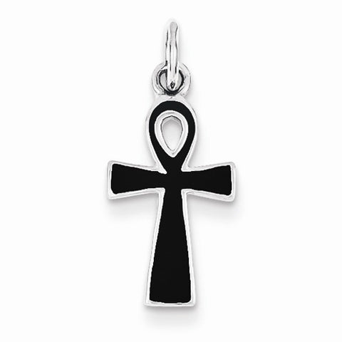 Sterling Silver Black Enamel Cross Pendant, Pendants for Necklace