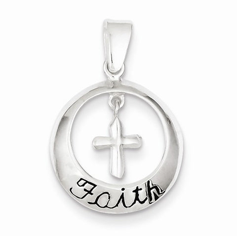 Sterling Silver Faith w/Cross Pendant, Pendants for Necklace