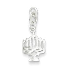 Sterling Silver Polished Lit Menorah Charm hide-image