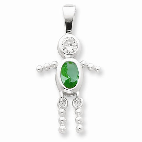 Sterling Silver CZ & August Glass Boy Pendant, Pendants for Necklace