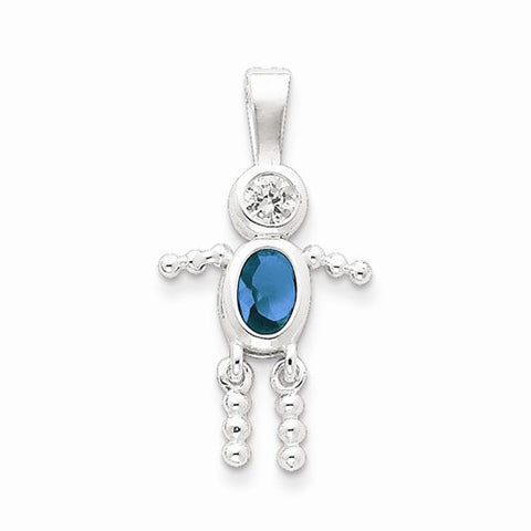 Sterling Silver CZ & December Glass Boy Pendant, Pendants for Necklace