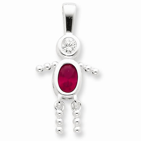 Sterling Silver CZ & July Glass Boy Pendant, Pendants for Necklace