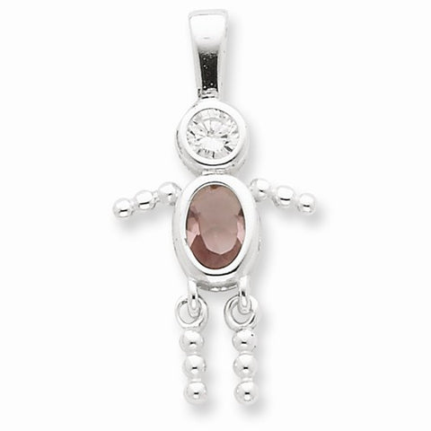 Sterling Silver CZ & June Glass Boy Pendant, Pendants for Necklace