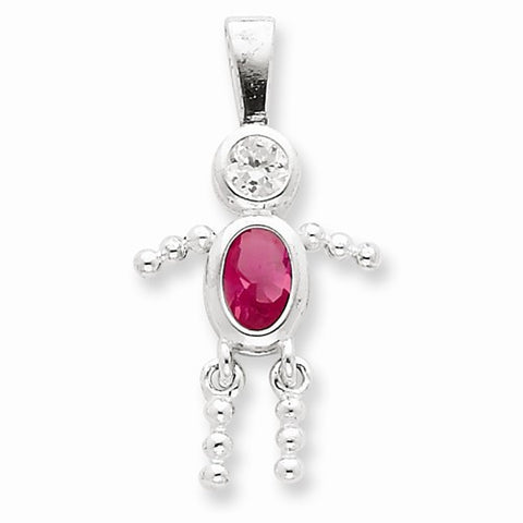 Sterling Silver CZ & October Pink CZ Boy Pendant, Pendants for Necklace