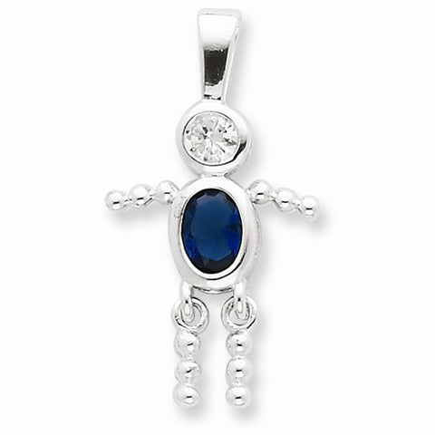Sterling Silver CZ & September Glass Boy Pendant, Pendants for Necklace