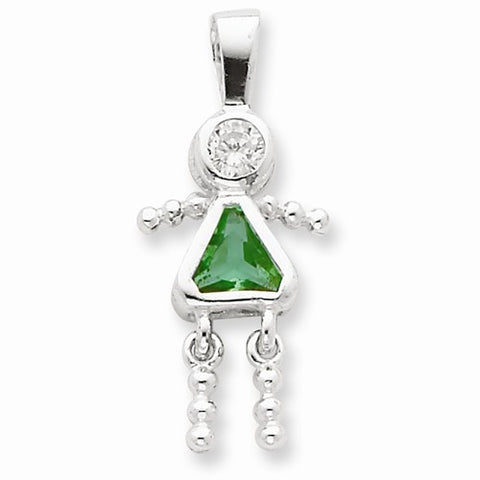 Sterling Silver CZ & August Glass Girl Pendant, Pendants for Necklace