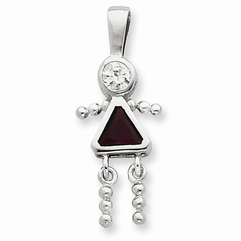 Sterling Silver CZ & January Glass Girl Pendant, Pendants for Necklace