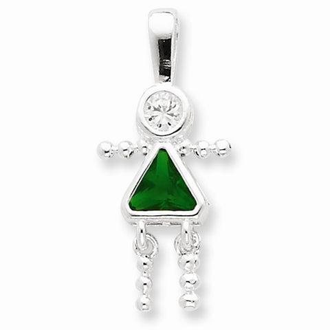 Sterling Silver CZ & May Glass Girl Pendant, Pendants for Necklace