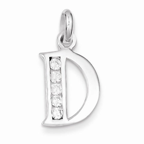 Sterling Silver White CZ Initial D Pendant, Pendants for Necklace