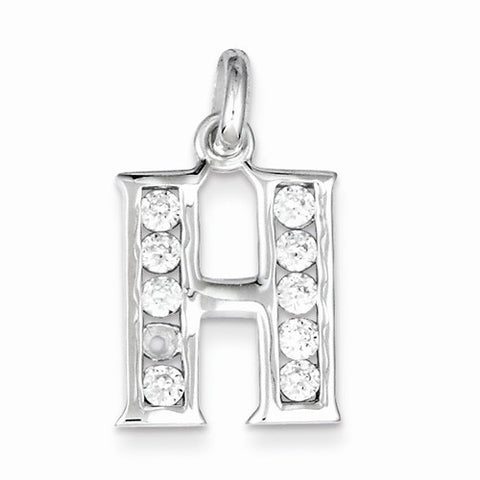 Sterling Silver White CZ Initial H Pendant, Pendants for Necklace