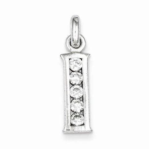 Sterling Silver White CZ Initial I Pendant, Pendants for Necklace