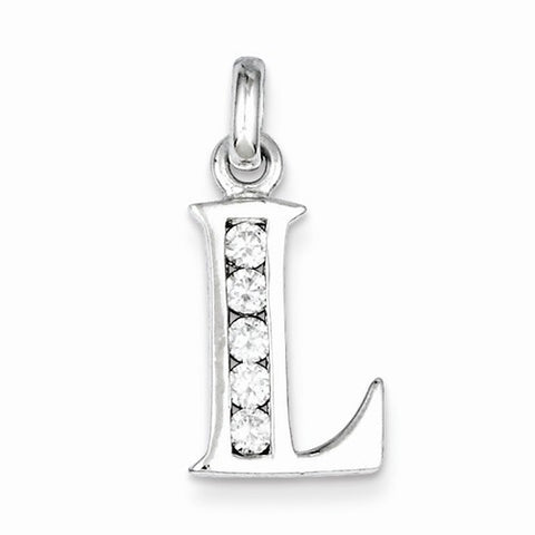 Sterling Silver White CZ Initial L Pendant, Pendants for Necklace