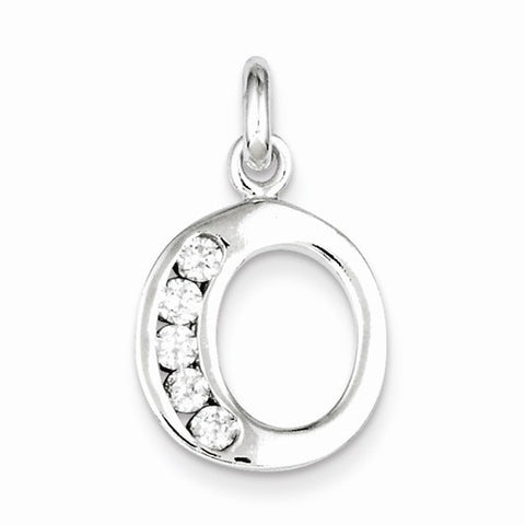 Sterling Silver White CZ Initial O Pendant, Pendants for Necklace