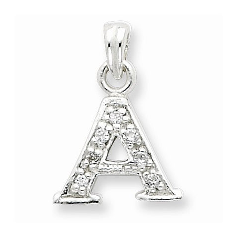 Sterling Silver CZ Initial A Pendant, Lovely Pendants for Necklace