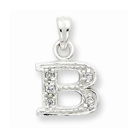 Sterling Silver CZ Initial B Pendant, Stylish Pendants for Necklace