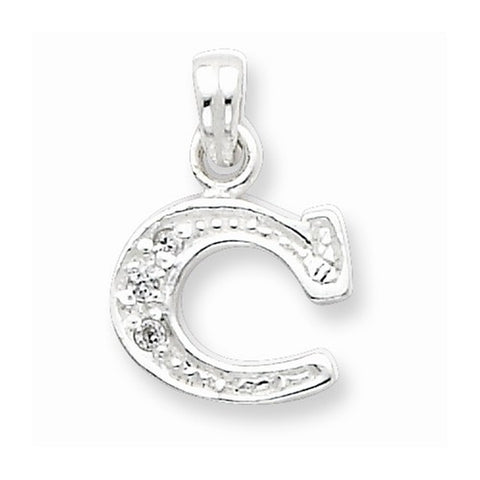 Sterling Silver CZ Initial C Pendant, Classy Pendants for Necklace