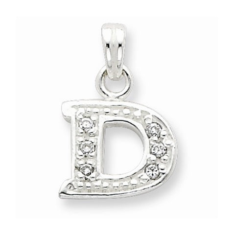 Sterling Silver CZ Initial D Pendant, Alluring Pendants for Necklace
