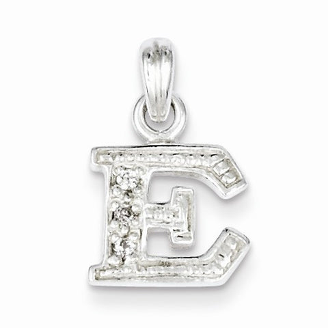 Sterling Silver CZ Initial E Pendant, Appealing Pendants for Necklace