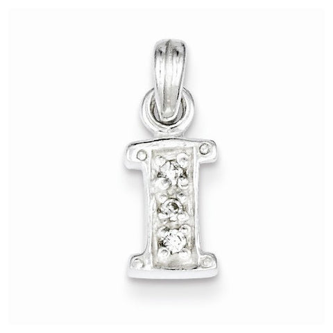Sterling Silver CZ Initial I Pendant, Beautiful Pendants for Necklace