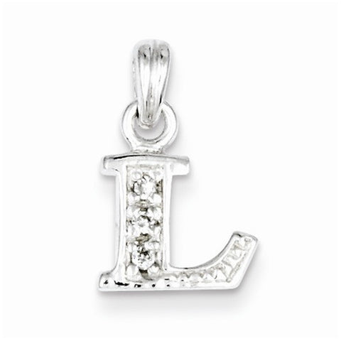 Sterling Silver CZ Initial L Pendant, Fine Pendants for Necklace