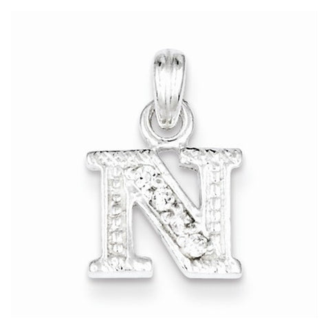 Sterling Silver CZ Initial N Pendant, Pretty Pendants for Necklace