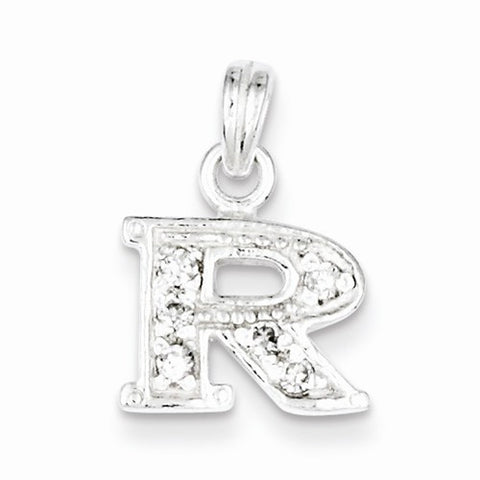 Sterling Silver CZ Initial R Pendant, Stylish Pendants for Necklace