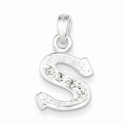 Sterling Silver CZ Initial S Pendant, Classy Pendants for Necklace