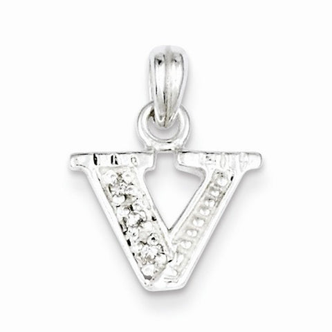 Sterling Silver CZ Initial V Pendant, Appealing Pendants for Necklace