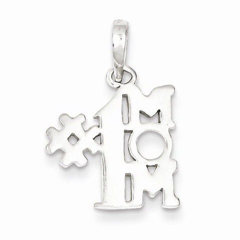 Sterling Silver Polished Number One Mom Pendant, Pendants for Necklace