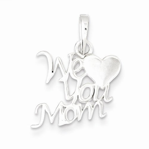 Sterling Silver Polished We Love You Mom Pendant, Pendants for Necklace