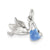 Blue Enamel Polished Stork Charm in Sterling Silver