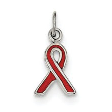 Sterling Silver Red Enameled Awareness Charm hide-image