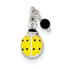 Sterling Silver Yellow Enameled Ladybug w/Bead Charm hide-image