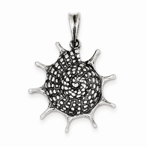 Sterling Silver Antiqued & Polished Seashell Pendant, Pendants for Necklace