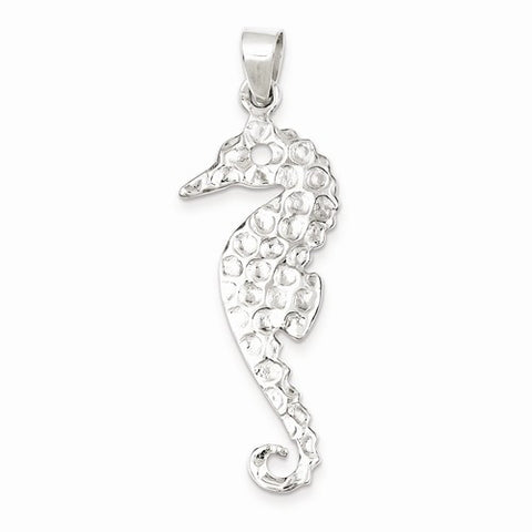 Sterling Silver Hammered Polished Seahorse Pendant, Pendants for Necklace