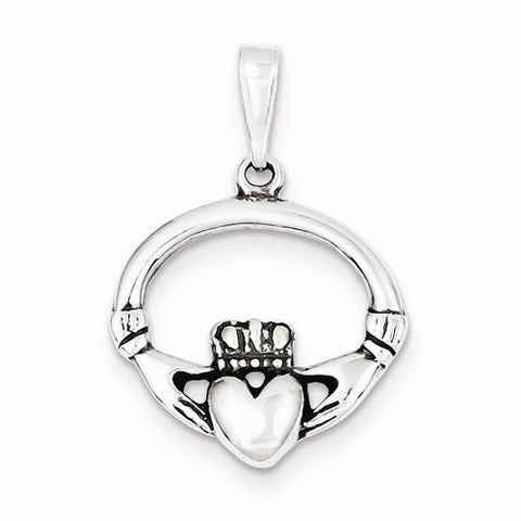 Sterling Silver Antiqued Claddagh Pendant, Lovely Pendants for Necklace