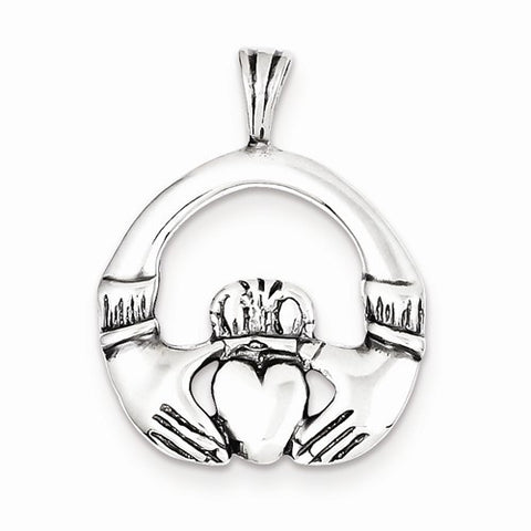 Sterling Silver Antiqued Claddagh Pendant, Stylish Pendants for Necklace