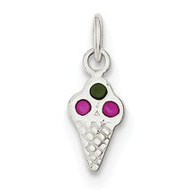 Sterling Silver Enameled Ice Cream Cone Charm hide-image