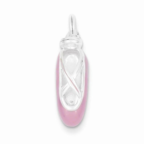 Sterling Silver Polished Enamel Ballet Slipper Pendant, Pendants for Necklace