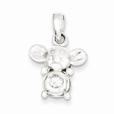 Sterling Silver & CZ Polished Mouse Pendant, Pendants for Necklace