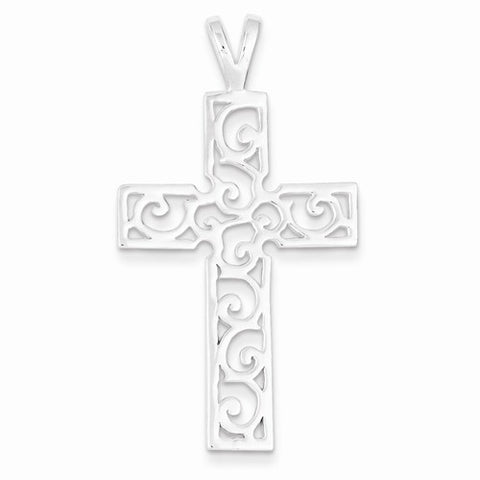 Sterling Silver Polished Swirl Cross pendant, Dazzling Pendants for Necklace