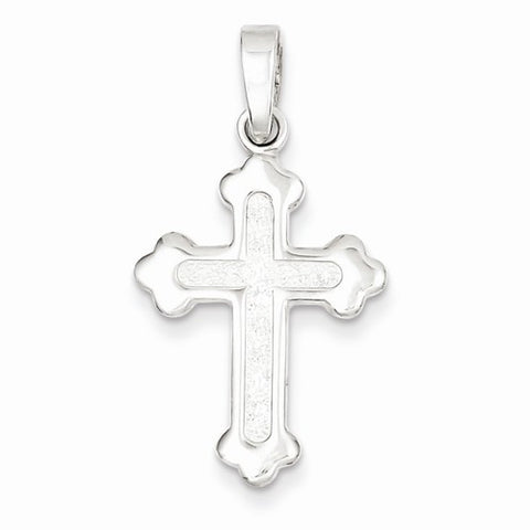 Sterling Silver Polished and Textured Cross Pendant, Pendants for Necklace