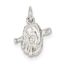 Sterling Silver Baseball Glove & Bat Charm hide-image