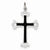 Sterling Silver Polished Black Enamel Budded Cross Pendant, Pendants for Necklace